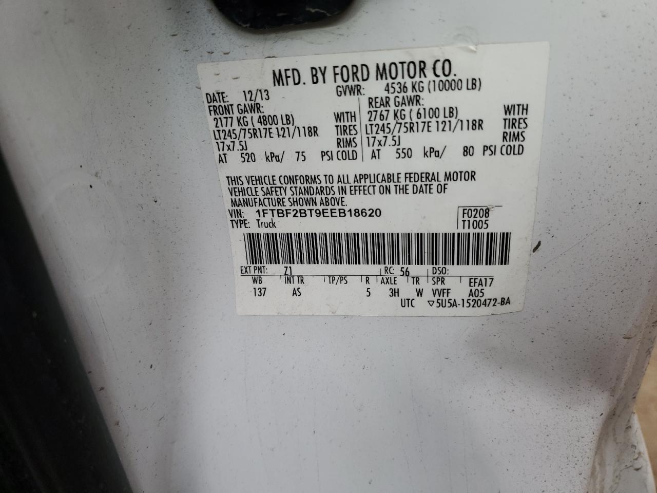 Photo 11 VIN: 1FTBF2BT9EEB18620 - FORD F250 