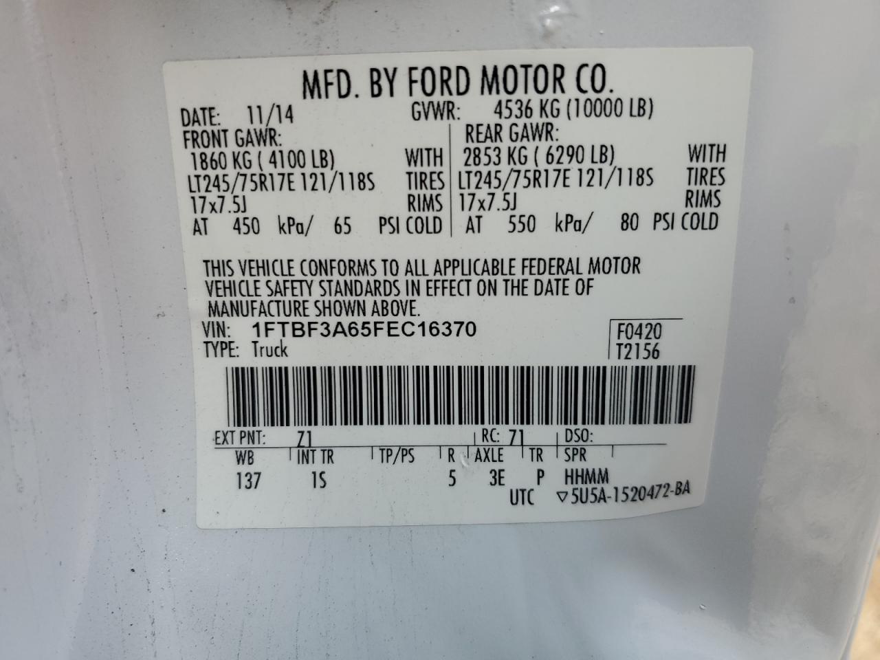 Photo 13 VIN: 1FTBF3A65FEC16370 - FORD F350 