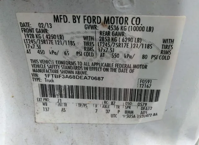 Photo 8 VIN: 1FTBF3A68DEA70687 - FORD SUPER DUTY F-350 SRW 