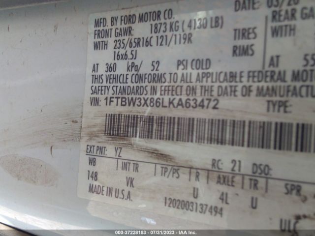 Photo 8 VIN: 1FTBW3X86LKA63472 - FORD TRANSIT-350 CARGO VAN 