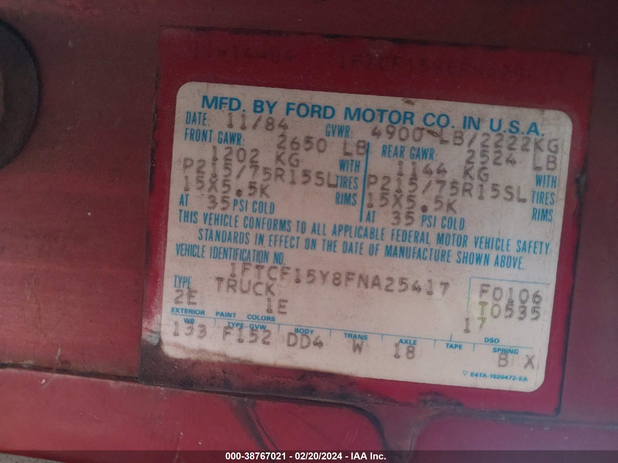 Photo 8 VIN: 1FTCF15Y8FNA25417 - FORD F-150 