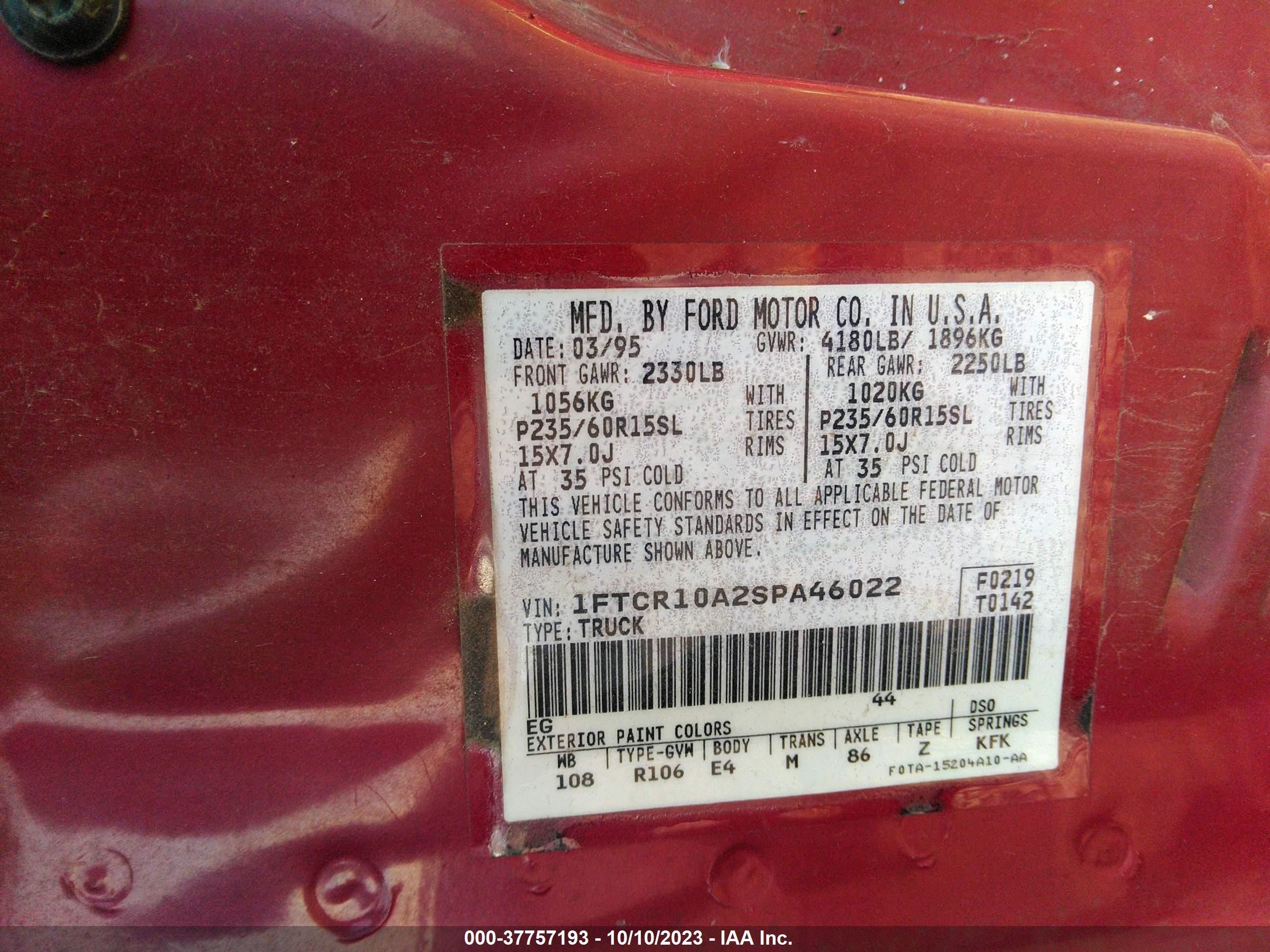 Photo 8 VIN: 1FTCR10A2SPA46022 - FORD RANGER 