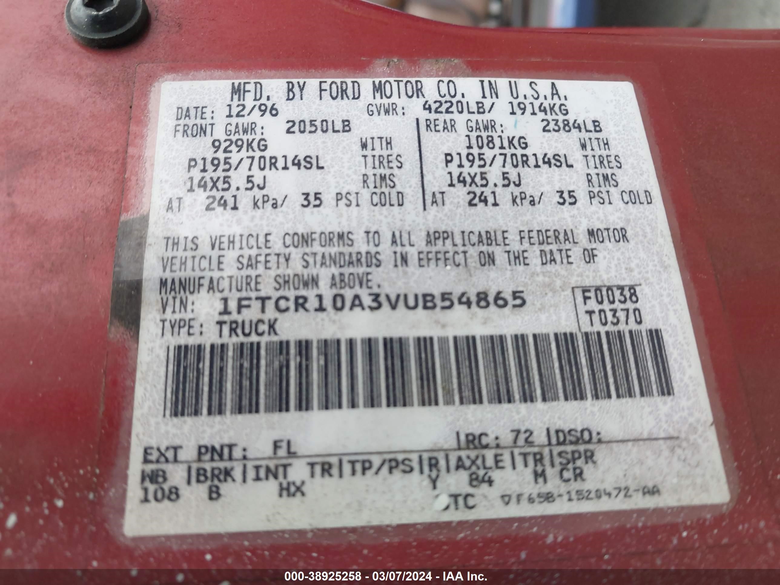 Photo 8 VIN: 1FTCR10A3VUB54865 - FORD RANGER 