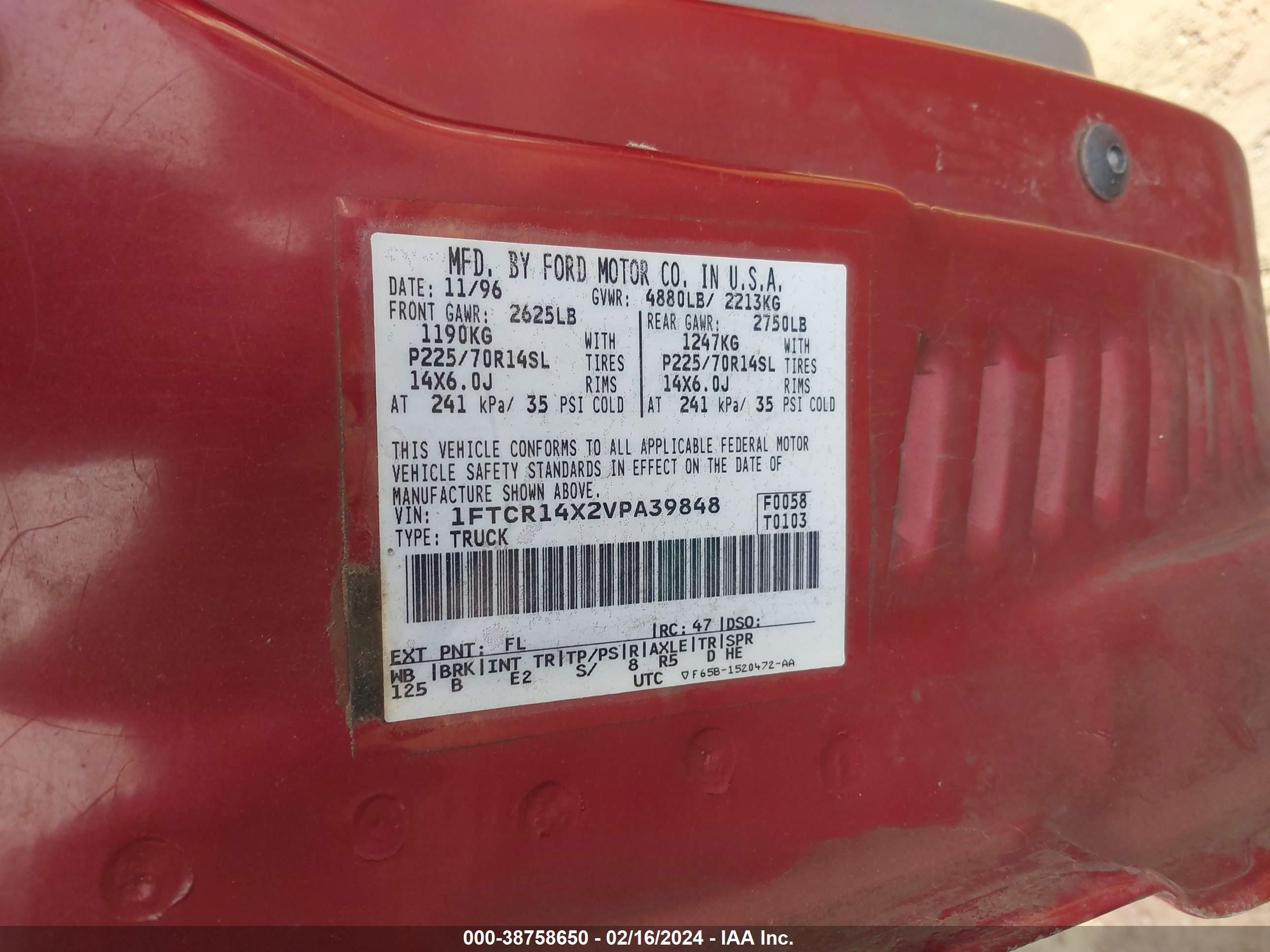 Photo 8 VIN: 1FTCR14X2VPA39848 - FORD RANGER 