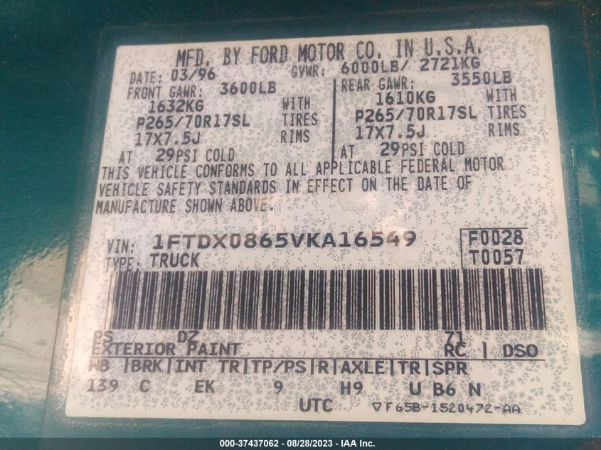 Photo 8 VIN: 1FTDX0865VKA16549 - FORD F-150 