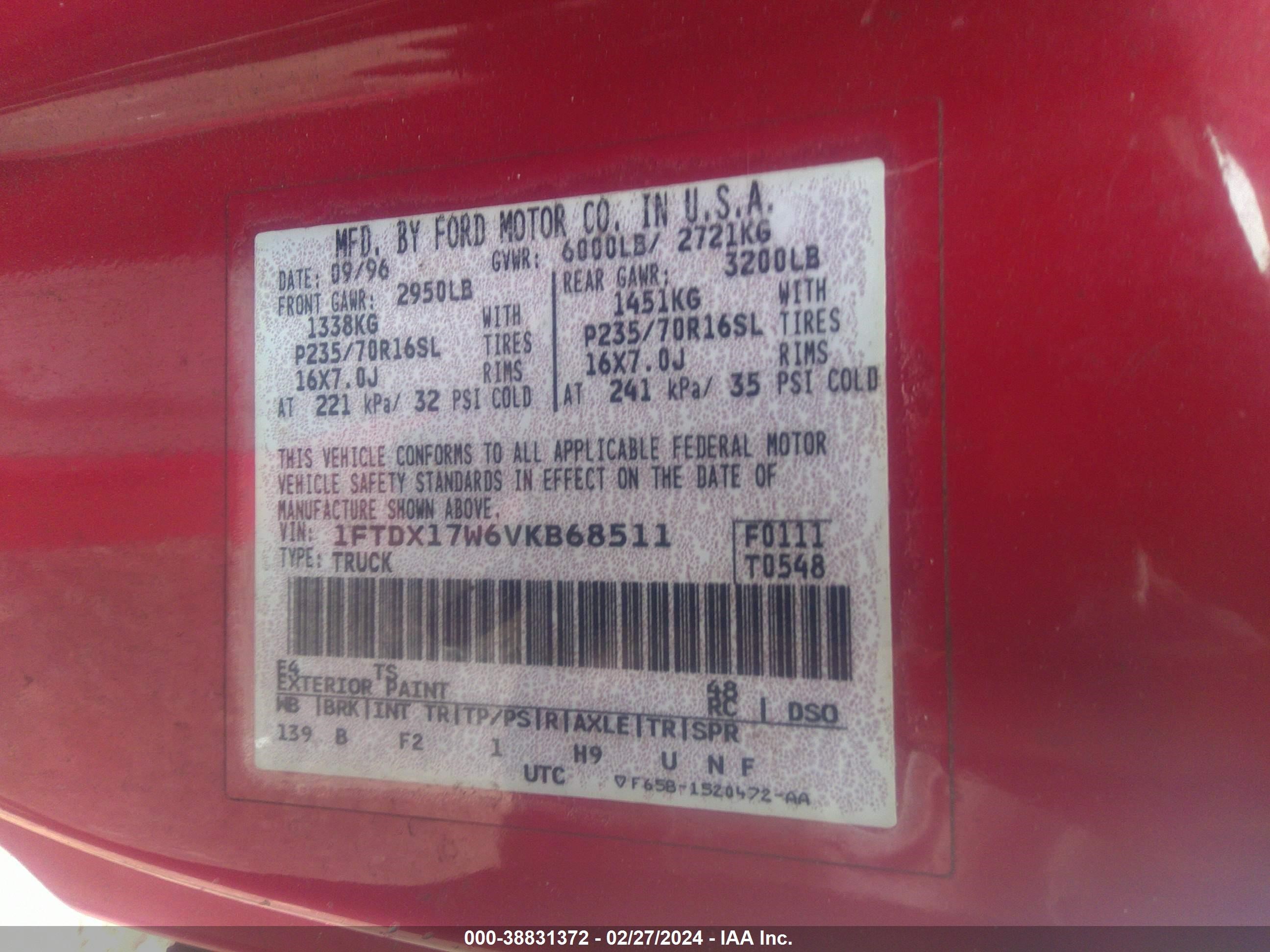 Photo 8 VIN: 1FTDX17W6VKB68511 - FORD F-150 