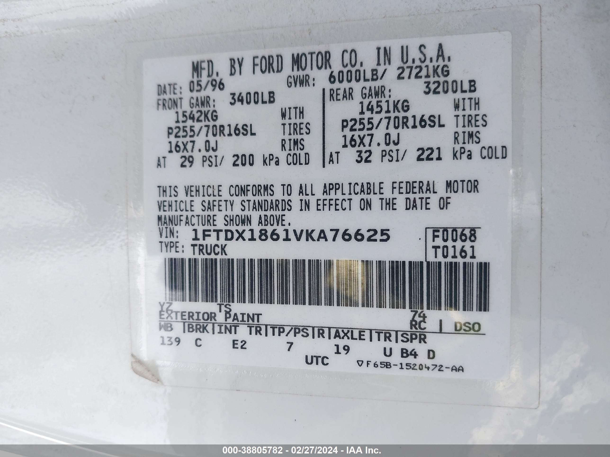 Photo 8 VIN: 1FTDX1861VKA76625 - FORD F-150 