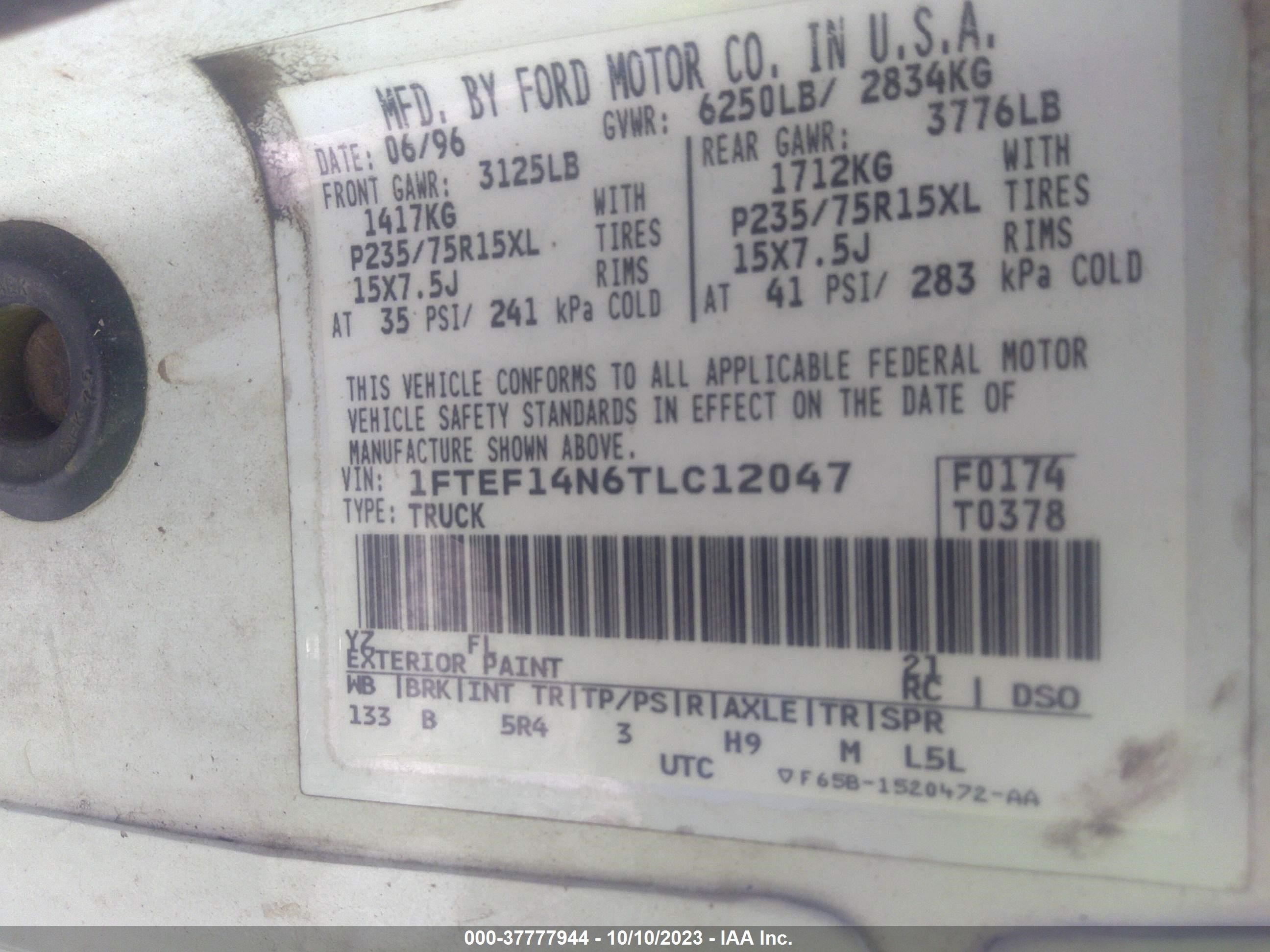 Photo 8 VIN: 1FTEF14N6TLC12047 - FORD F-150 