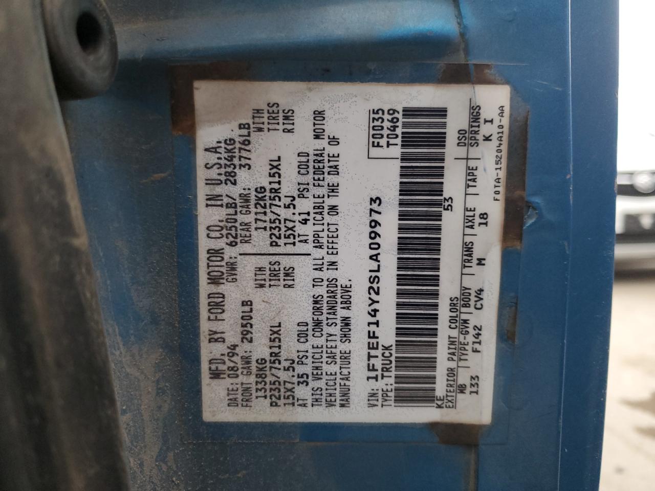 Photo 11 VIN: 1FTEF14Y2SLA09973 - FORD F-150 