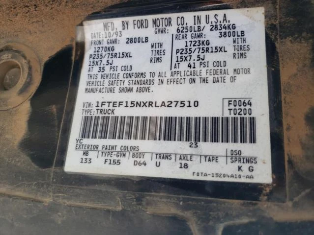 Photo 11 VIN: 1FTEF15NXRLA27510 - FORD F150 