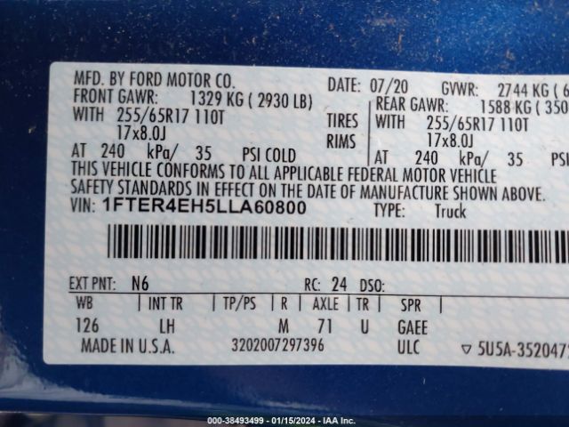 Photo 8 VIN: 1FTER4EH5LLA60800 - FORD RANGER 