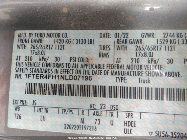 Photo 8 VIN: 1FTER4FH1NLD07196 - FORD RANGER 