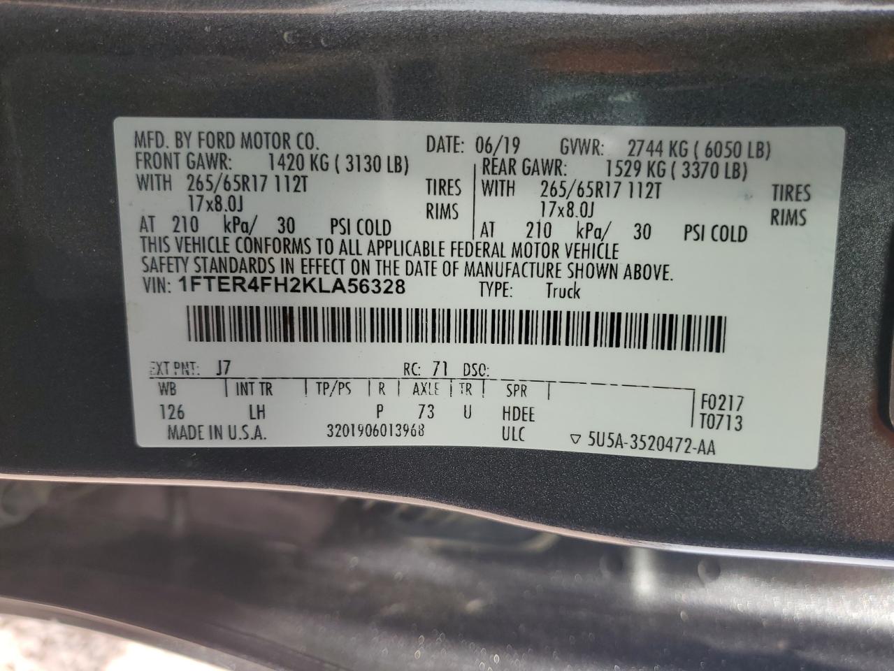 Photo 11 VIN: 1FTER4FH2KLA56328 - FORD RANGER 