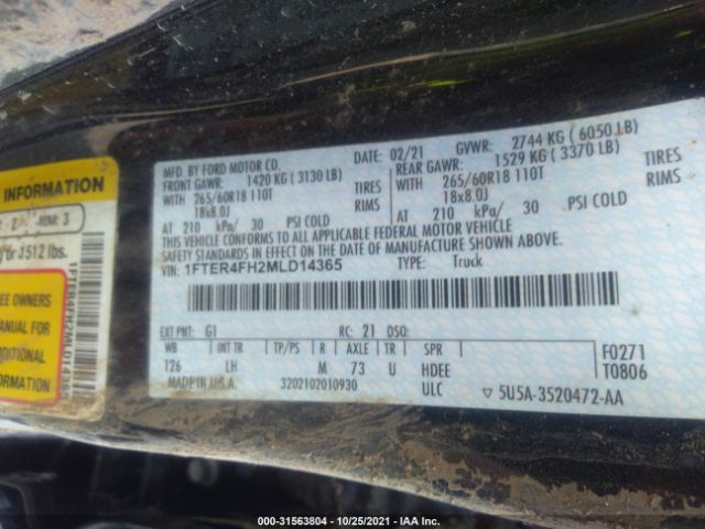 Photo 8 VIN: 1FTER4FH2MLD14365 - FORD RANGER 