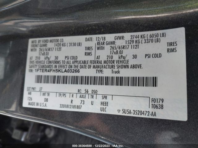 Photo 8 VIN: 1FTER4FH5KLA03266 - FORD RANGER 