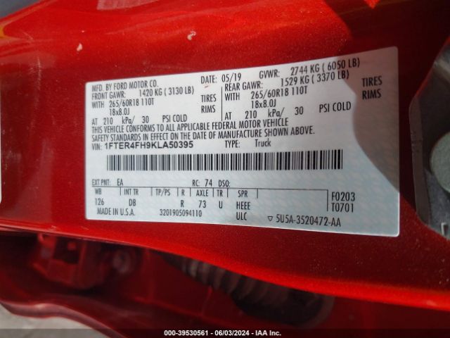 Photo 8 VIN: 1FTER4FH9KLA50395 - FORD RANGER 