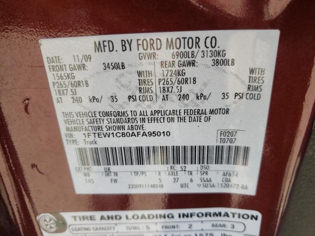 Photo 9 VIN: 1FTEW1C80AFA95010 - FORD F150 SUPER 