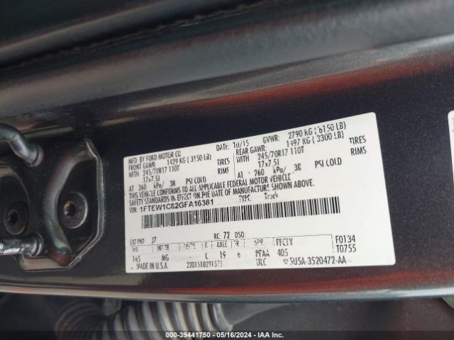 Photo 8 VIN: 1FTEW1C82GFA16381 - FORD F150 