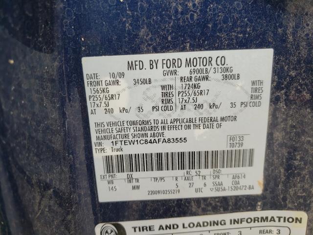 Photo 9 VIN: 1FTEW1C84AFA83555 - FORD F150 SUPER 