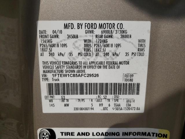 Photo 11 VIN: 1FTEW1C85AFC29526 - FORD F-150 