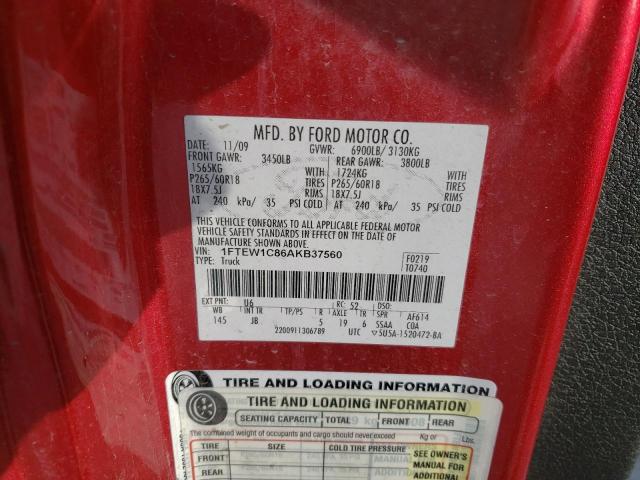 Photo 11 VIN: 1FTEW1C86AKB37560 - FORD F-150 