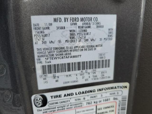 Photo 11 VIN: 1FTEW1C87AFA90077 - FORD F150 SUPER 