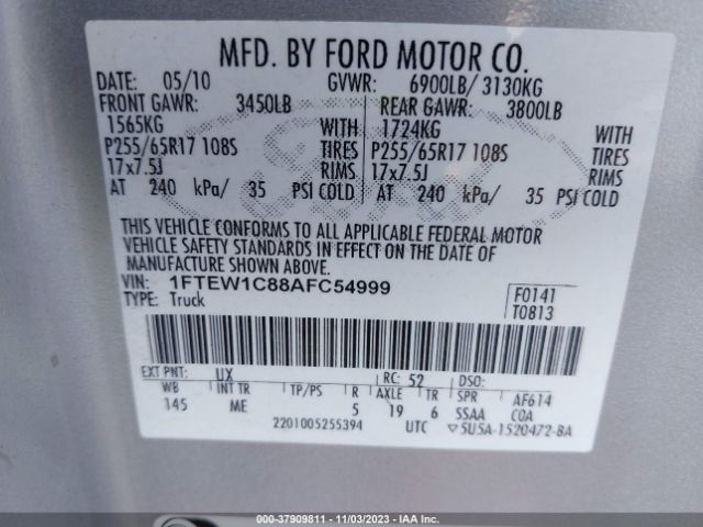 Photo 8 VIN: 1FTEW1C88AFC54999 - FORD F-150 