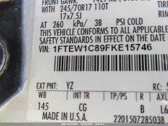 Photo 8 VIN: 1FTEW1C89FKE15746 - FORD F-150 