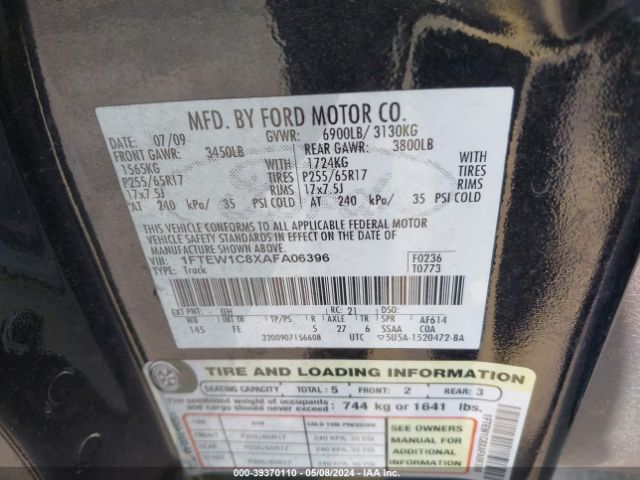 Photo 8 VIN: 1FTEW1C8XAFA06396 - FORD F-150 