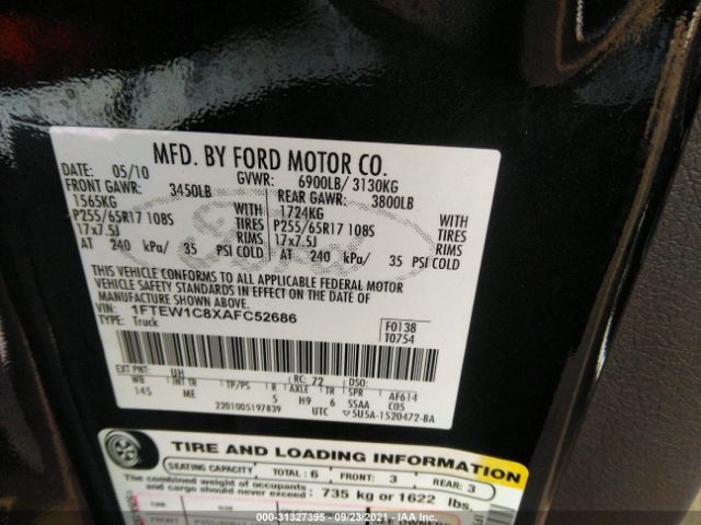 Photo 8 VIN: 1FTEW1C8XAFC52686 - FORD F-150 