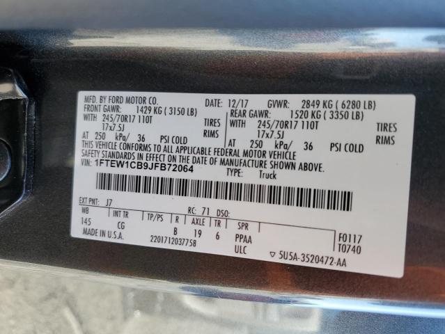 Photo 11 VIN: 1FTEW1CB9JFB72064 - FORD F150 SUPER 