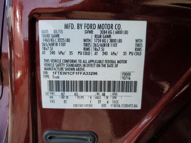 Photo 11 VIN: 1FTEW1CF1FFA33296 - FORD F150 SUPER 