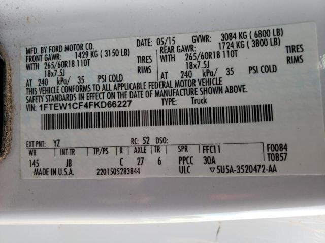 Photo 9 VIN: 1FTEW1CF4FKD66227 - FORD F150 SUPER 