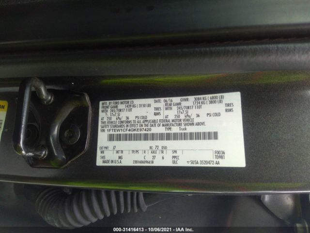 Photo 8 VIN: 1FTEW1CF4GKE97420 - FORD F-150 