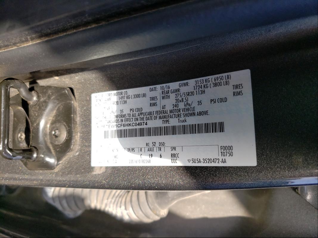 Photo 9 VIN: 1FTEW1CF6HKC04974 - FORD F150 SUPER 