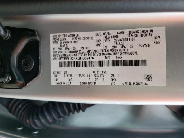 Photo 9 VIN: 1FTEW1CFXGFB62476 - FORD F150 SUPER 