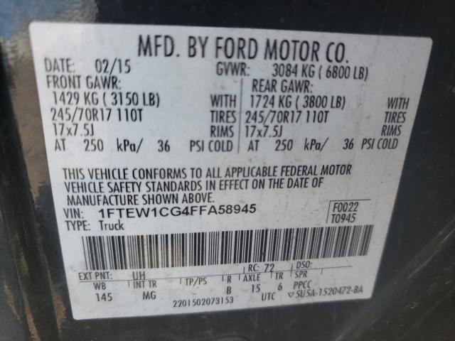 Photo 9 VIN: 1FTEW1CG4FFA58945 - FORD F150 SUPER 