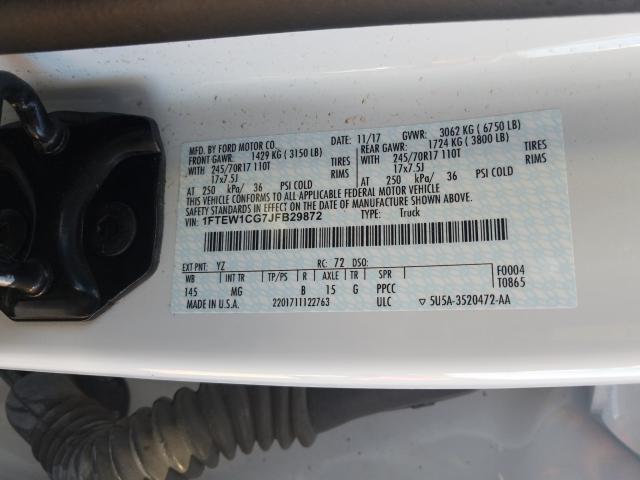 Photo 9 VIN: 1FTEW1CG7JFB29872 - FORD F150 SUPER 