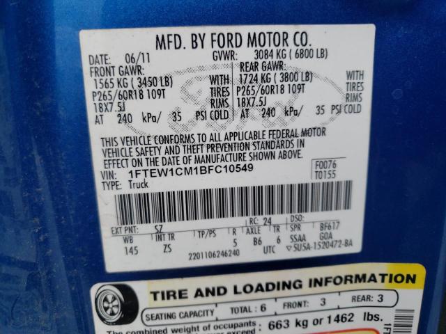 Photo 12 VIN: 1FTEW1CM1BFC10549 - FORD F150 SUPER 