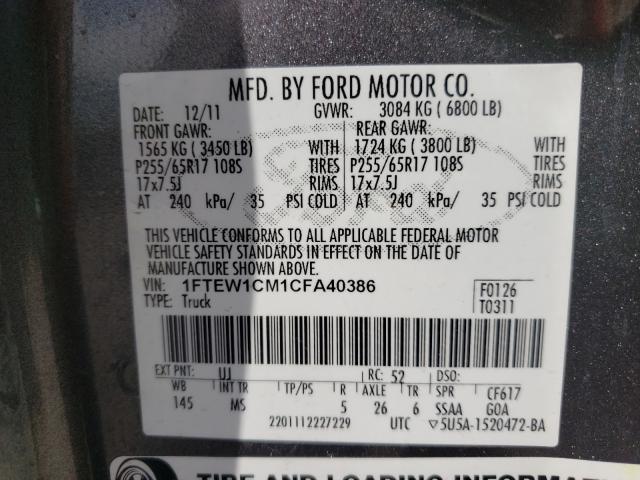 Photo 9 VIN: 1FTEW1CM1CFA40386 - FORD F150 SUPER 