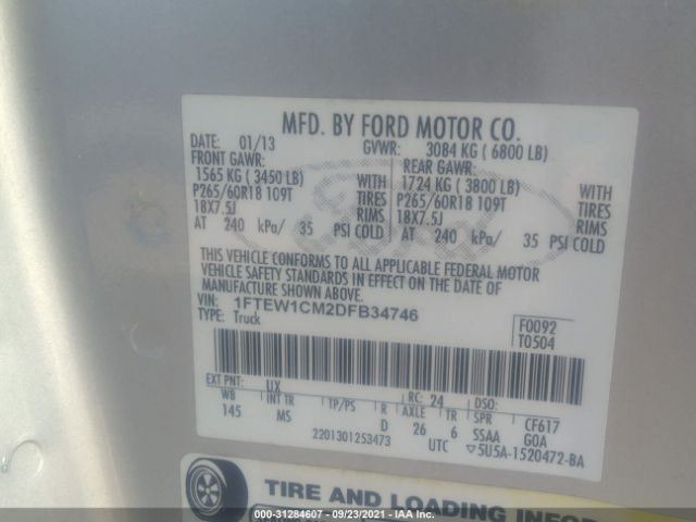 Photo 8 VIN: 1FTEW1CM2DFB34746 - FORD F-150 