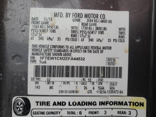 Photo 11 VIN: 1FTEW1CM2EFA44532 - FORD F150 SUPER 