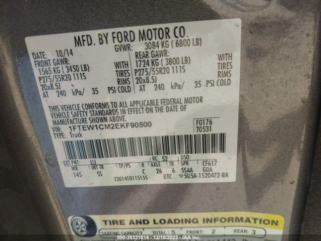 Photo 8 VIN: 1FTEW1CM2EKF90500 - FORD F-150 