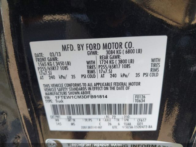 Photo 8 VIN: 1FTEW1CM3DFB91814 - FORD F-150 