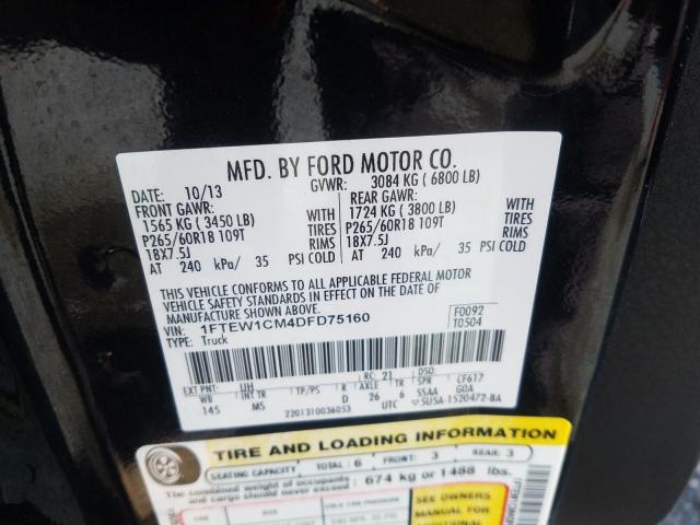 Photo 9 VIN: 1FTEW1CM4DFD75160 - FORD F150 SUPER 