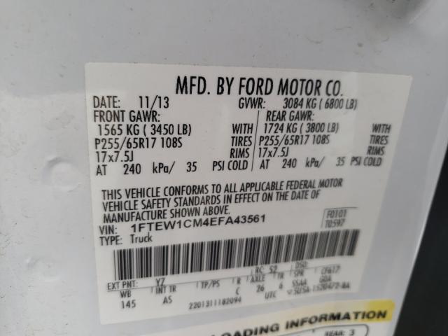 Photo 9 VIN: 1FTEW1CM4EFA43561 - FORD F150 SUPER 