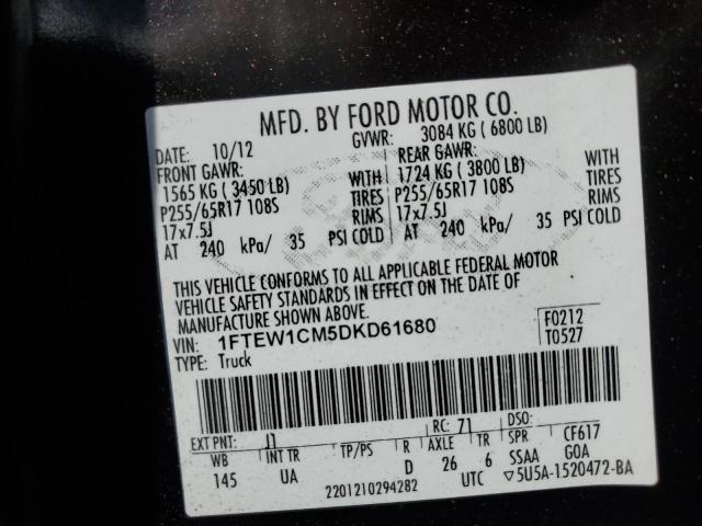 Photo 9 VIN: 1FTEW1CM5DKD61680 - FORD F150 SUPER 