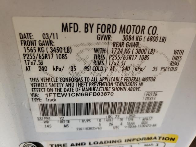 Photo 9 VIN: 1FTEW1CM6BFB03870 - FORD F150 SUPER 