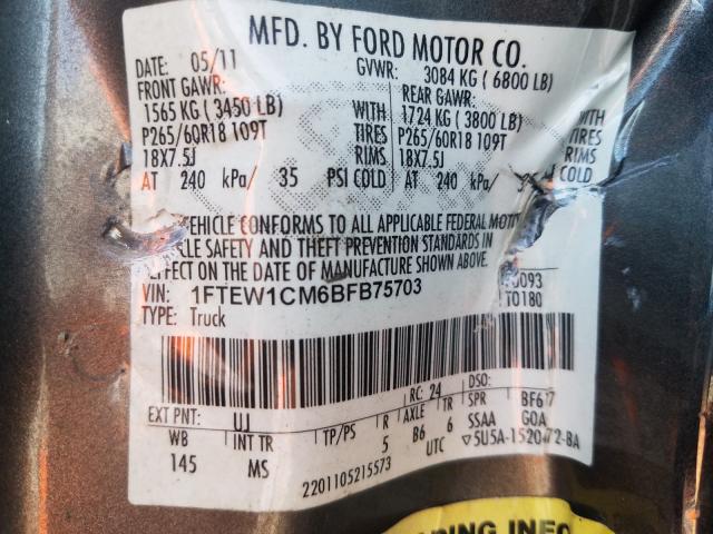 Photo 9 VIN: 1FTEW1CM6BFB75703 - FORD F150 SUPER 