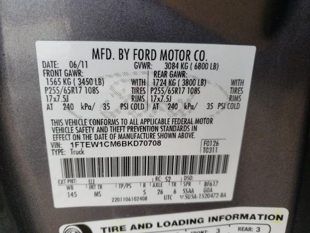 Photo 9 VIN: 1FTEW1CM6BKD70708 - FORD F150 SUPER 